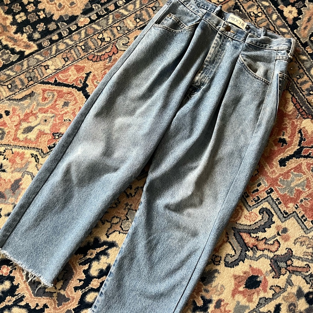 Proche Upcycled Front Pleat Denim Jean